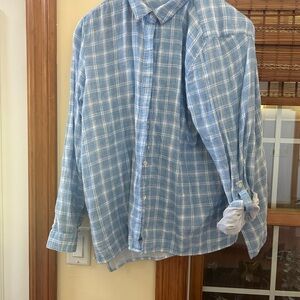 J. Jill Light Blue Checkered Flannel Shirt